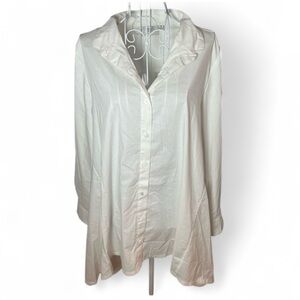 INAE Collection Button Front Long Sleeve Lagenlook Artsy Swing Blouse TunicTop S